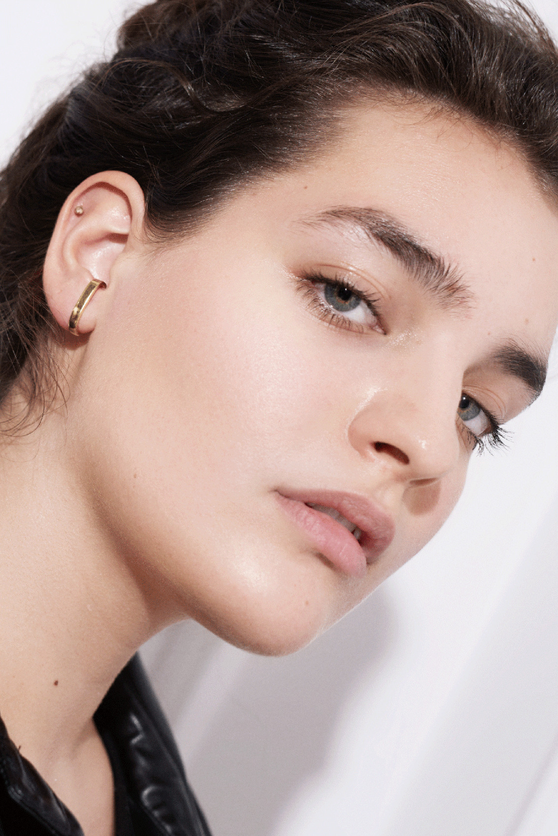 KOLCZYKI  SZTYFTY "RIBBON STUDS"  - srebro pr. 925 - pozłacane