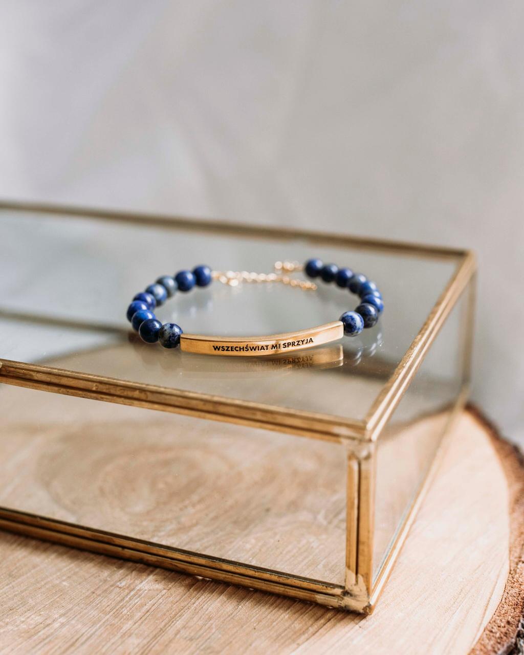 LAPIS LAZULI bracelet with a gold-plated plate / clasp